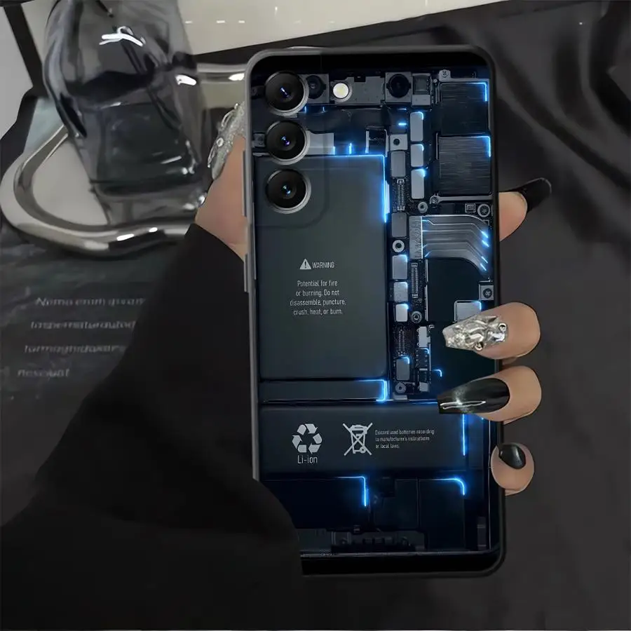 حافظة لهاتف سامسونج جالاكسي A10 A12 A70 A05 A17 A50 A04 A40 A16 A30 A15 A20 A13 A06 غطاء هاتف ناعم أسود نمط لوحة دوائر كهربائية #4