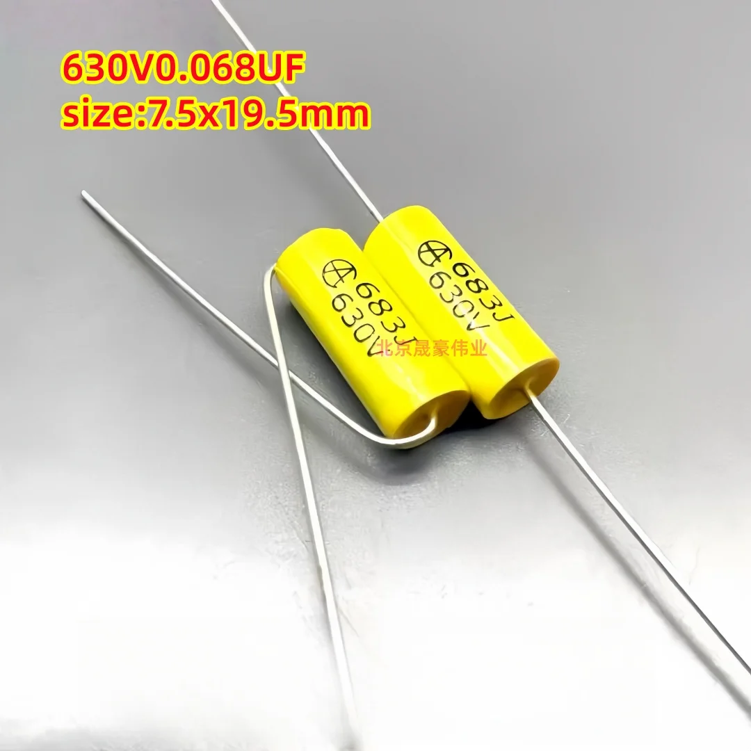 10pcs  CBB MKP 630v0.068uf 683 68nf 684 680nf 0.68uf 630v 2J Axial Audio Coupled Poleless Film Capacitor