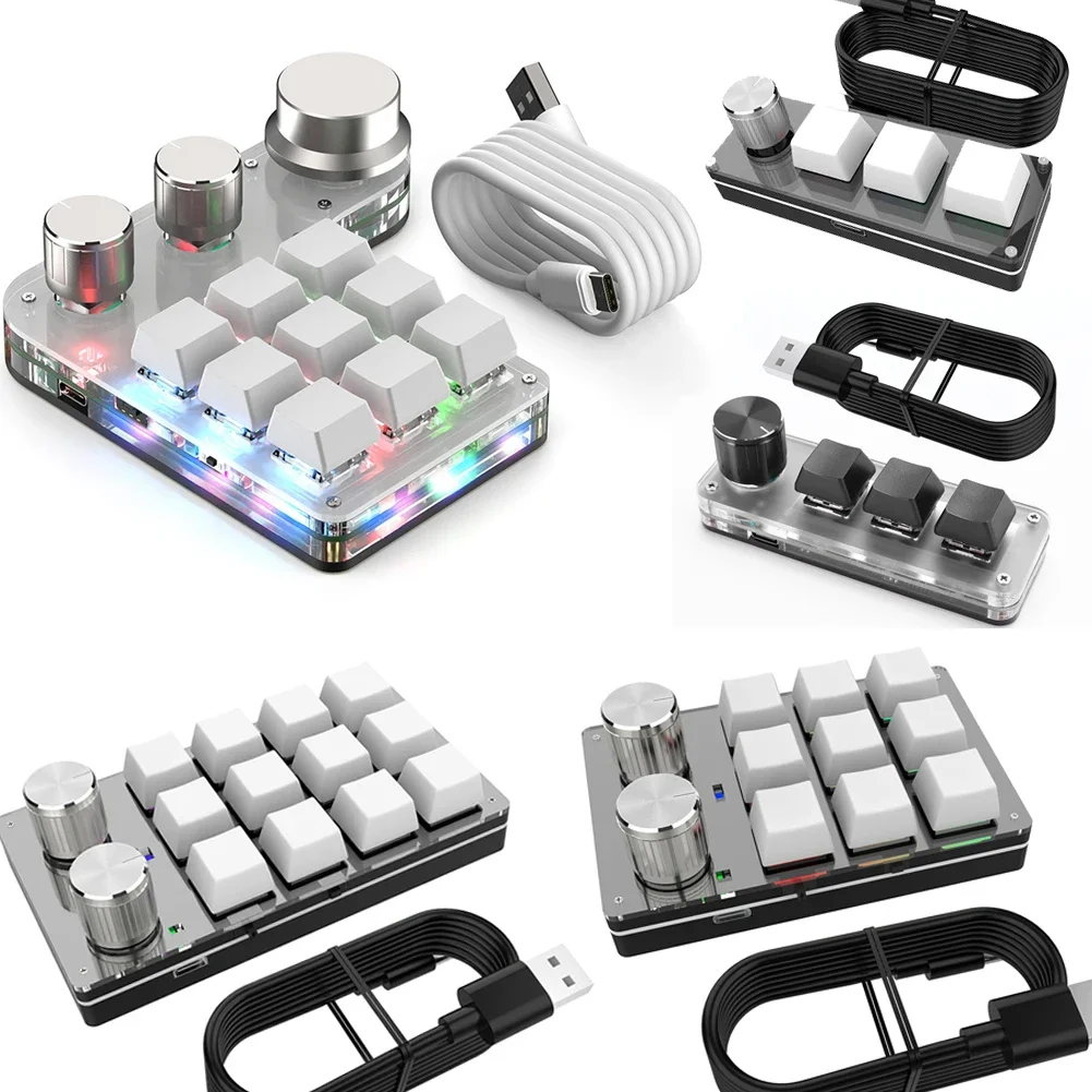 

USB-клавиатура на заказ, кнопка громкости, программирование макросов, игровая клавиатура с горячей заменой, механическая клавиатура с красным переключателем, 3/9/12 клавиш