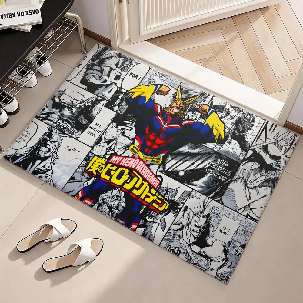 Anime Academia All Might Cartoon Floor Mat Soft Flannel Non-Slip Door Mat - Thickened Rug for Living Room Home Decor