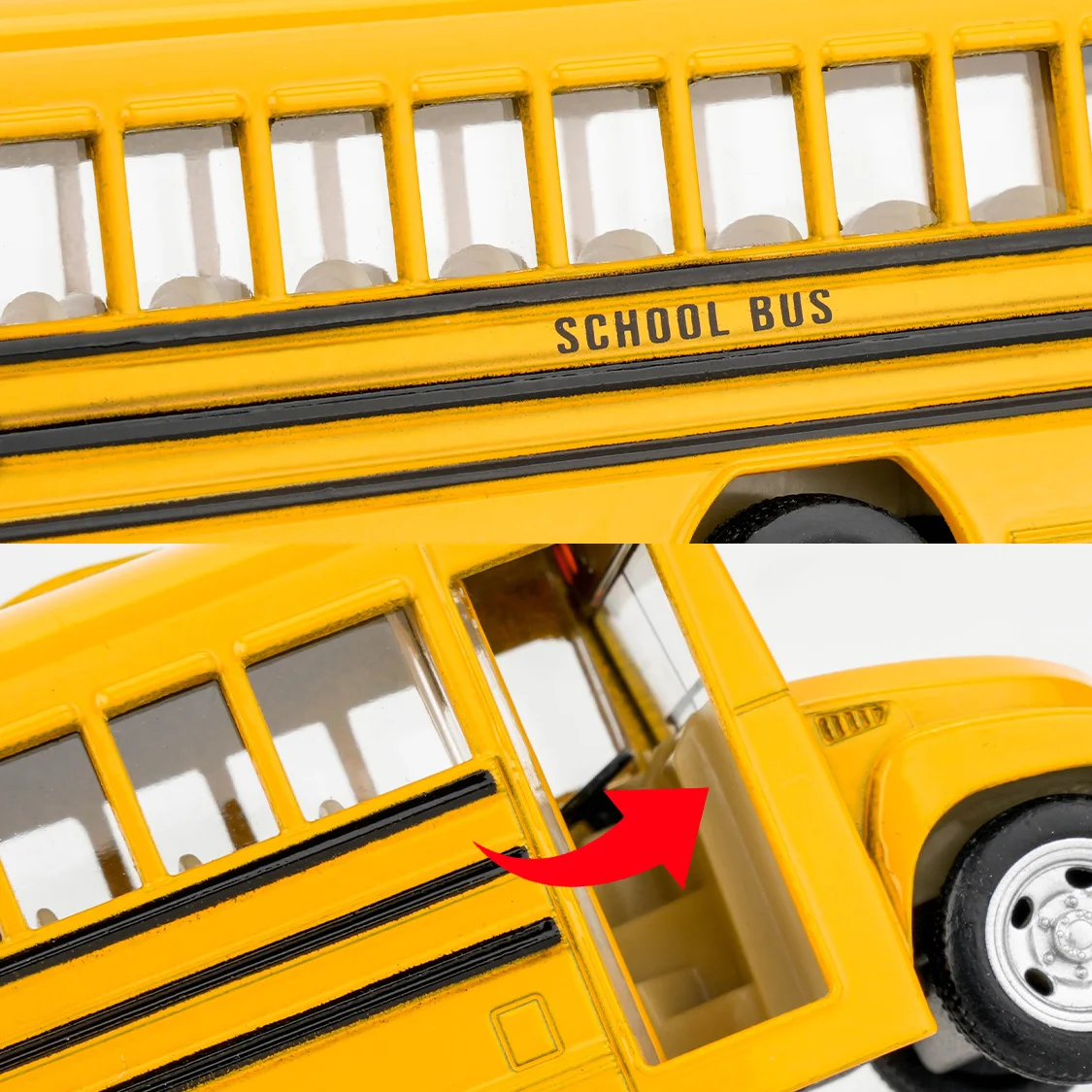 RMZ CITY 1:36 Carro de brinquedo de ônibus escolar amarelo fundido - Veículo pull-back para meninos e meninas, presente infantil, modelo de carro colecionável