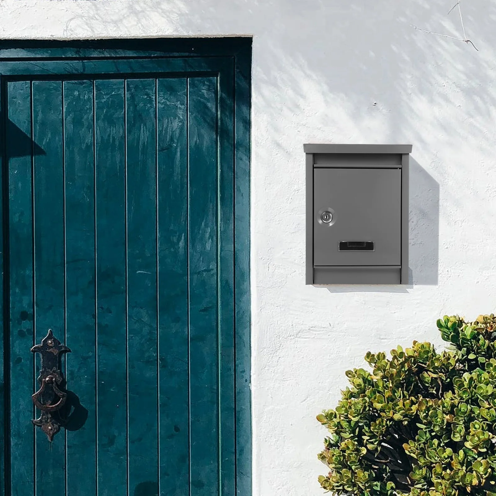 

Lockable Metal Donation Box Wall Mounted Large Mail Collection Box Secure Voting Suggestion Grey Mailbox with Lock