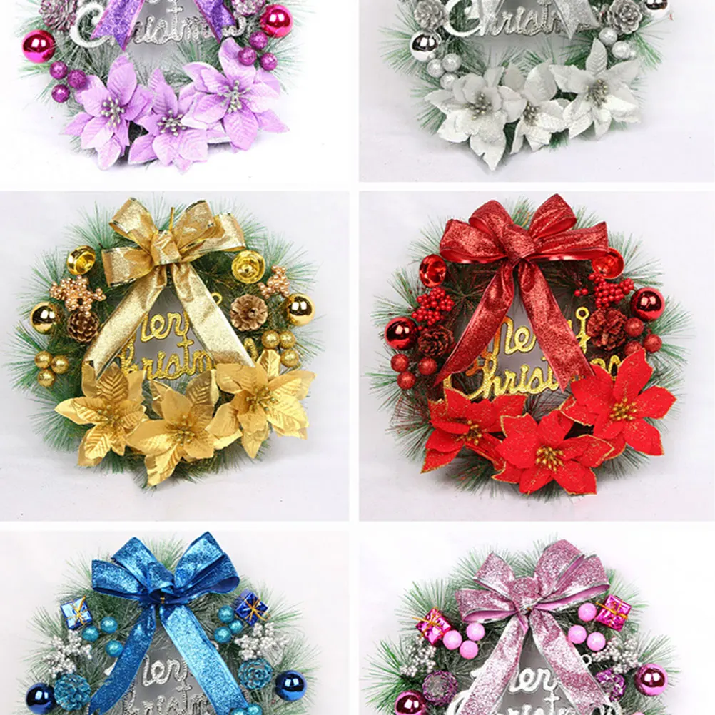 30 cm Weihnachtsdekoration, Kranz-Anhänger, künstliche Kränze, Türverkleidung, rote Wand