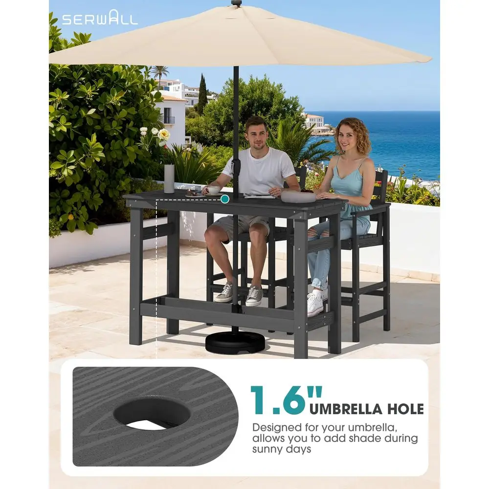 

Outdoor Bar Set 4 Adirondack Bar Chairs amp Bar Height Table with 1.6 Umbrella Hole, AllWeather HDPE Patio Furniture for Poolsi
