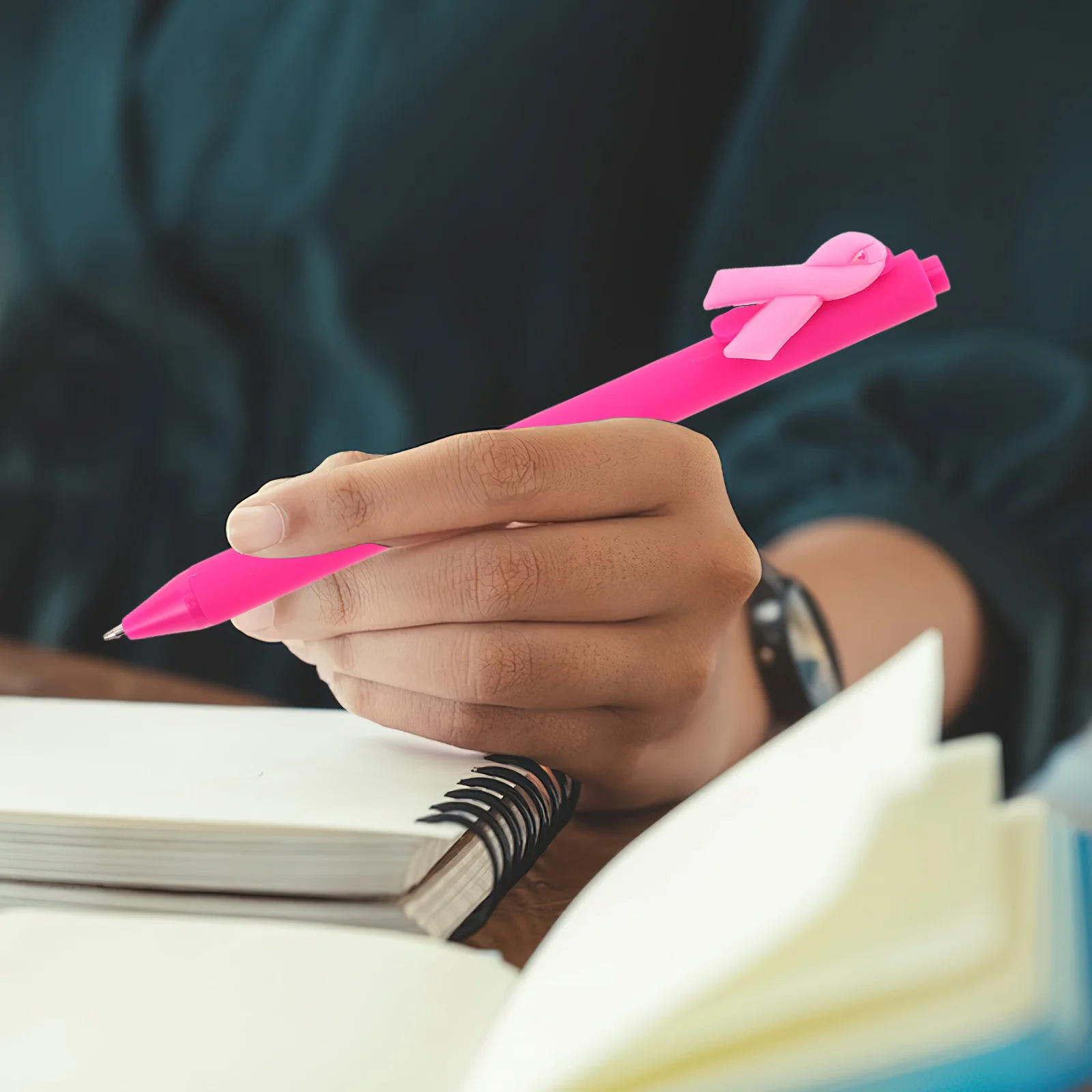 5pcs Ribbon Shaped Ballpoint Pens Smooth Writing Comfortable Grip Portable Writing Pen For Students Fundraising Charity Support