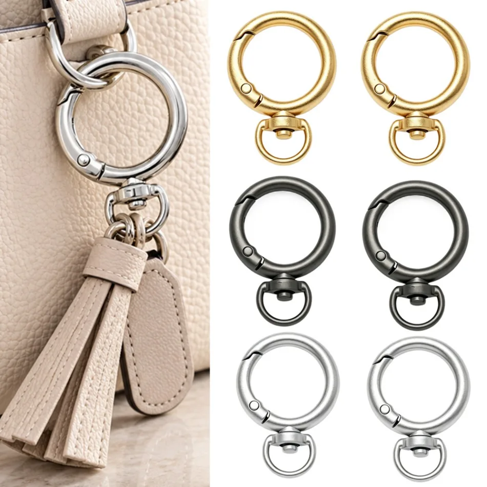 2Pcs/lot Round Shape Rotation Alloy Lobster Spring Clasps Openable Key Ring Hook Connector Dog Chain Buckles for DIY Jewelry