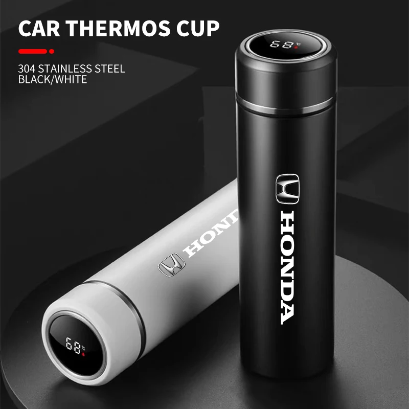 Vacuum Flasks Digital Temperature Display LED Cup Cover For Honda Civci FIT CRV Accord Jazz HRV Dio Stepwgn Prelude Odyssey