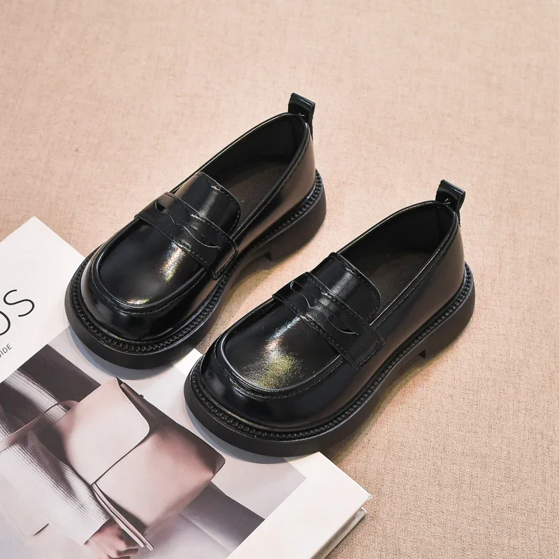 Mumoresip Fashion Girls Uniform Loafers Black Kids Leather Shoes Soft Princess Perform Formal Children's School Mary Jane Shoes