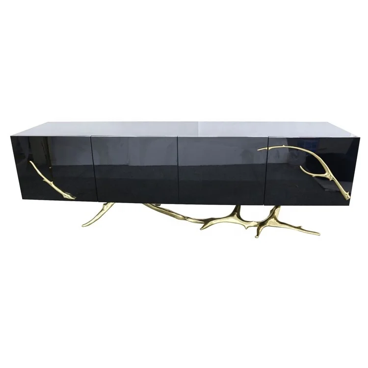 Modern Gold Copper Leg Sideboard Luxury Dining TV Cabinet with Convertible Feature for Home or Hotel Living Room Furniture