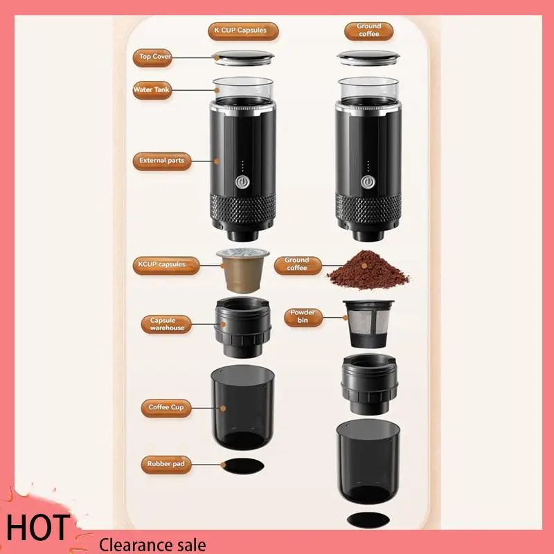 

A88Z Portable Espresso Maker Wireless Electric Coffee Maker 2 In 1 Small Travel Espresso Machine For Camping Office Hiking RV
