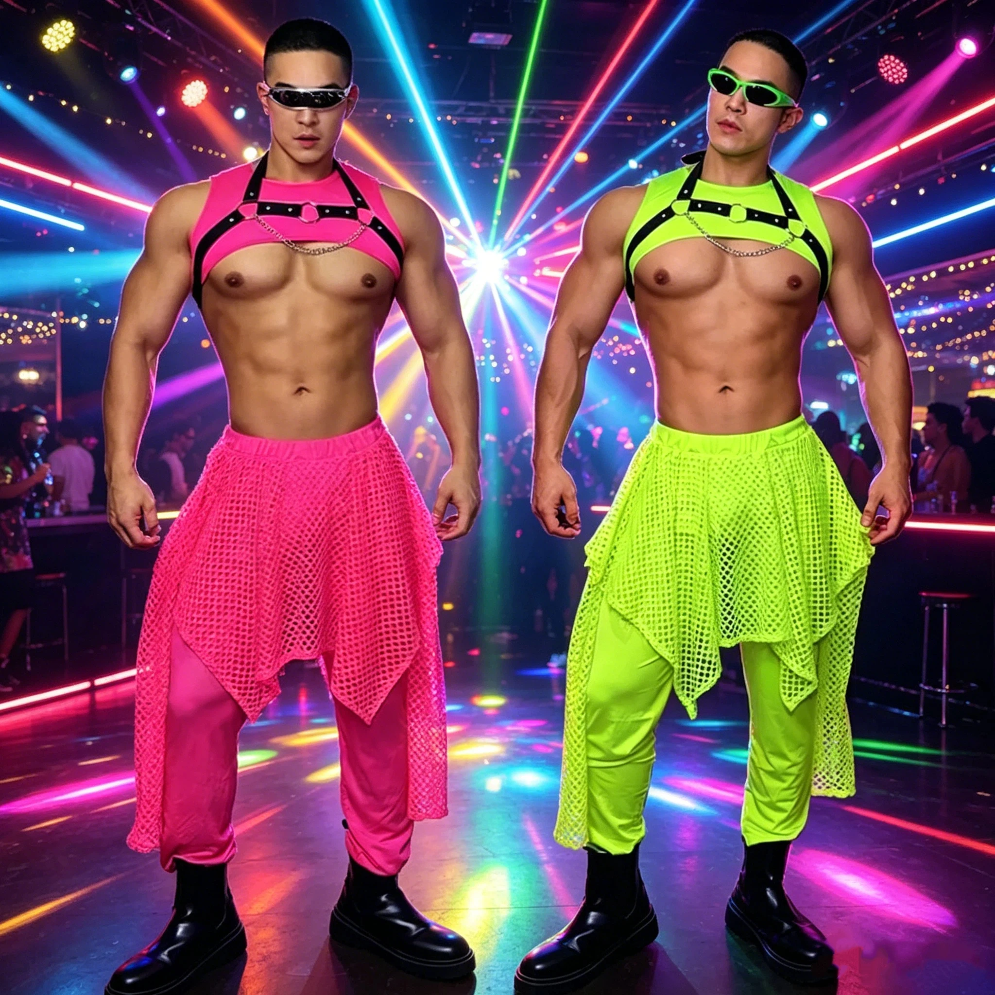 

Man Gogo Dance Costume Male Chest Strap Fluorescence Top Pants Set Nightclub Bar Dj Ds Clothes Adult Party Show Rave Outfit 2026