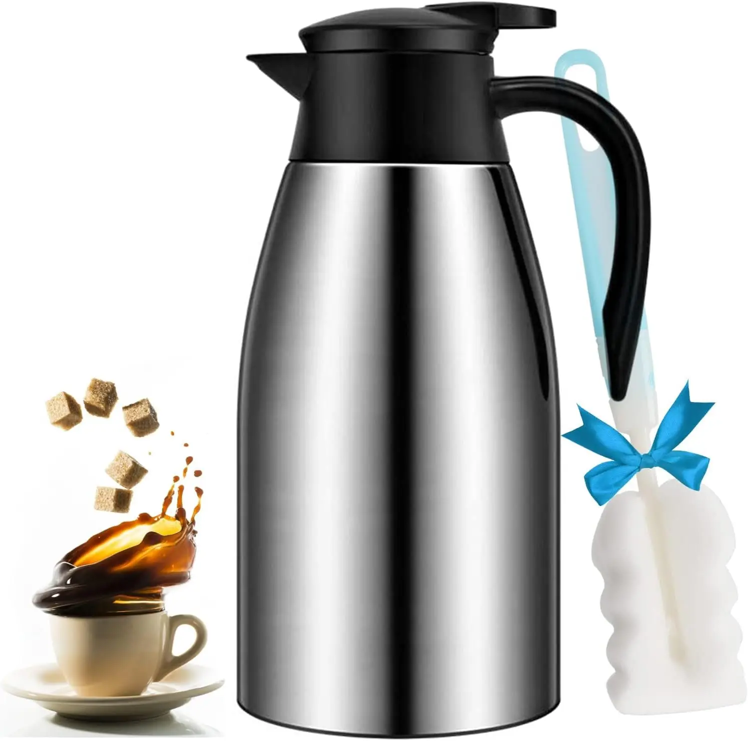 

68oz Stainless Steel Vacuum Thermal Coffee Carafe, 12H Hot 24H Cold, Easy Pour