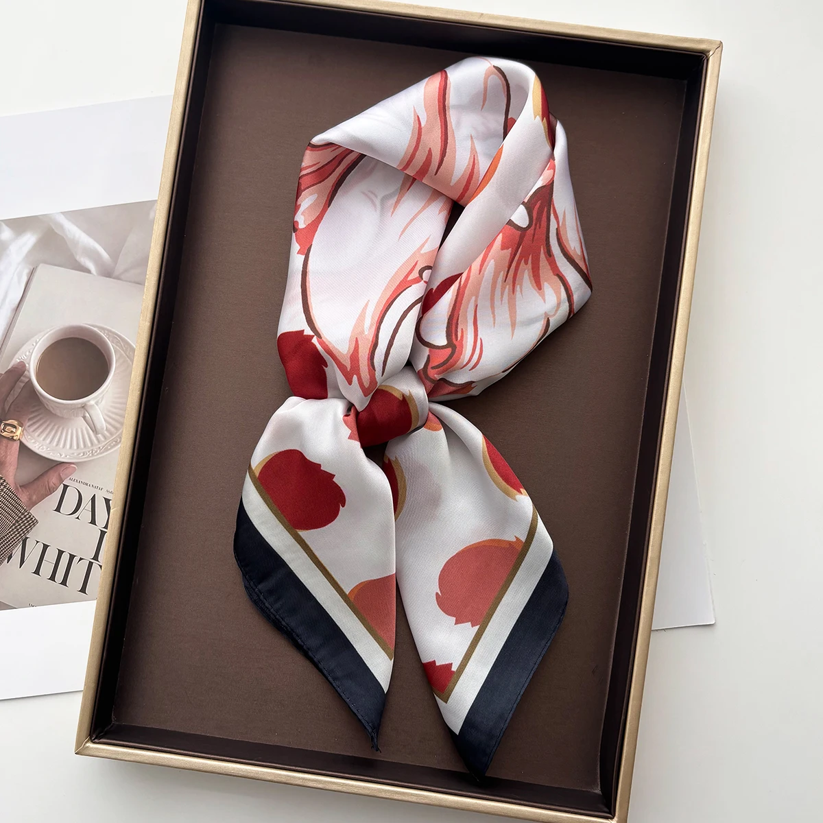 

Imitation Silk Square Scarf For Women Polka Pot Printed Scarves Bandanas Luxury Hijab Neckerchief Elegant Shawl Wraps