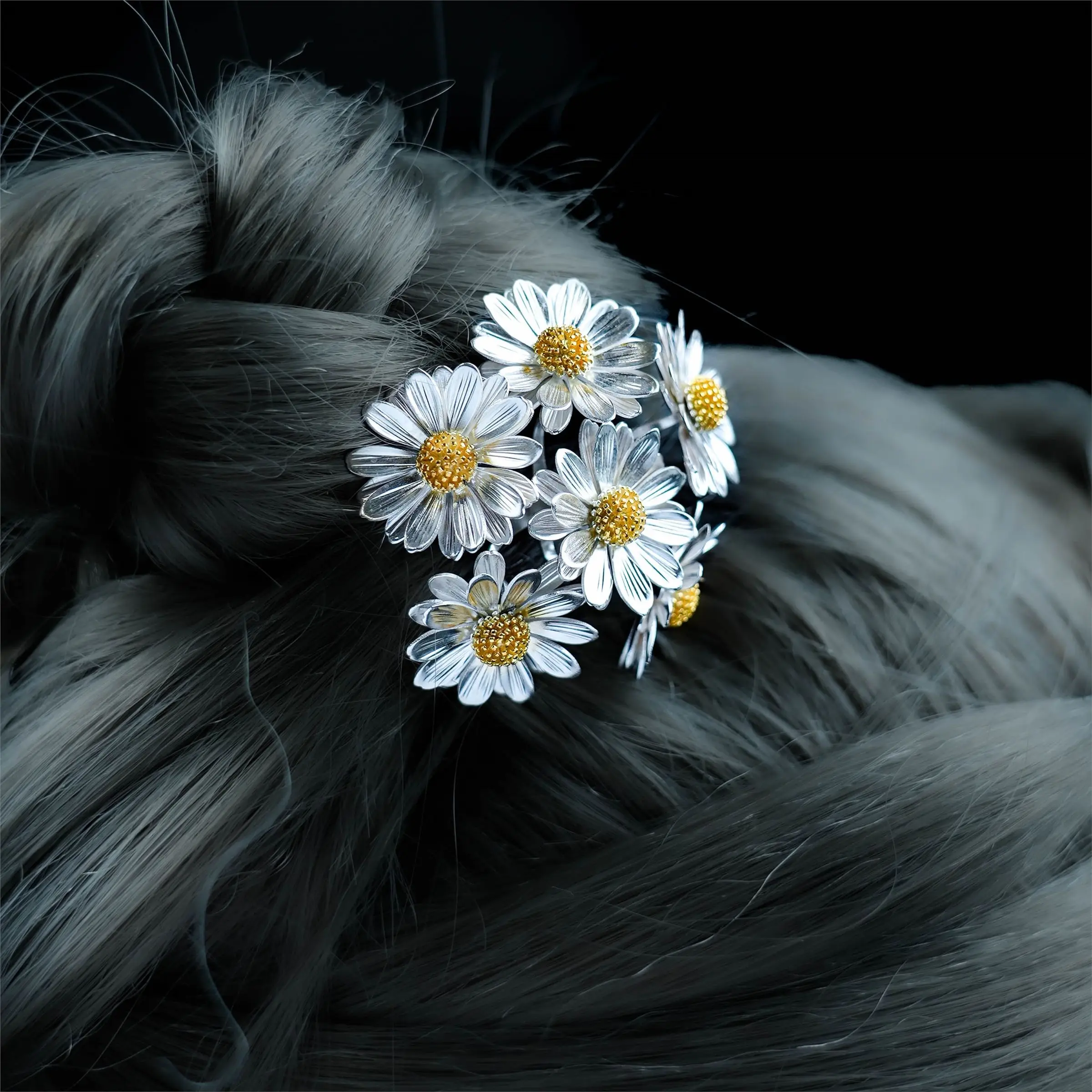

New Chinese Style Antique Style Golden Metal Daisy Hairpin Retro Chinese Style Elegant Flower Hairpin Hair Hairpin