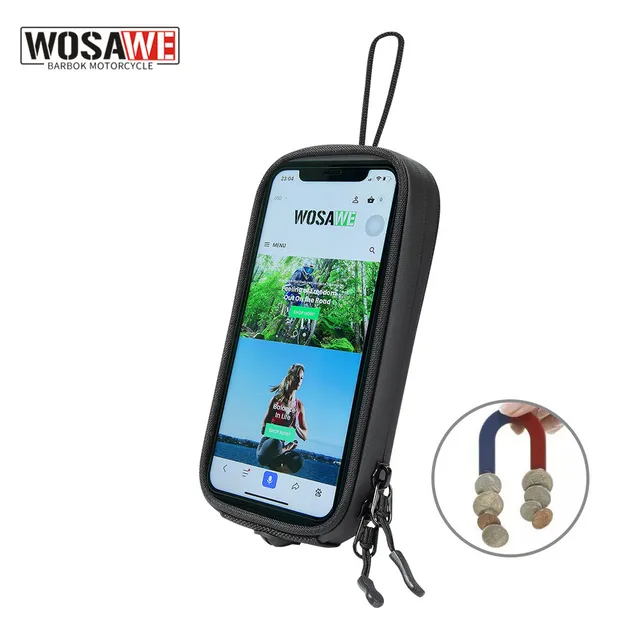 WOSAWE Magnetyczna torba na zbiornik motocykla Mobilna nawigacja GPS Torby z uchwytami Wodoodporny ekran dotykowy Motocykl Przednia rura Pakiet telefonu
