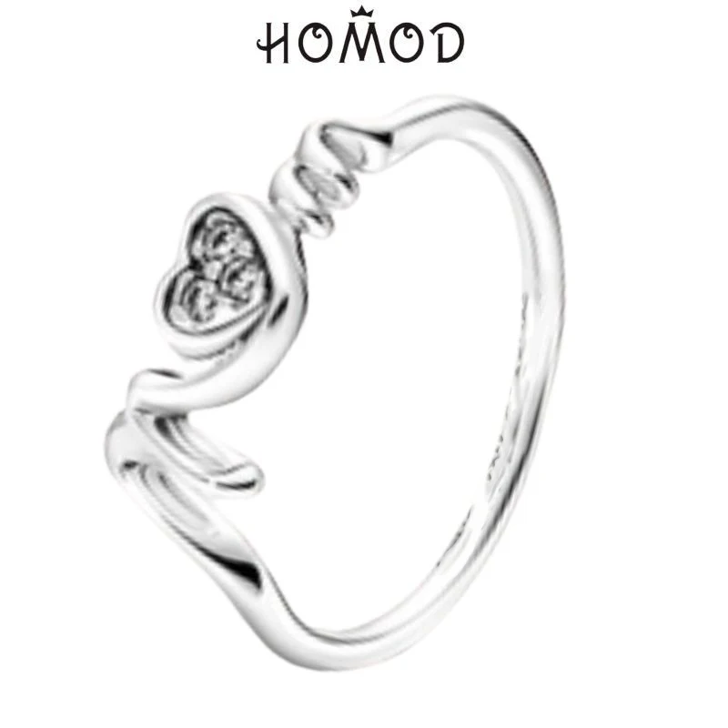 HOMOD 2022 Newest Sparkling Cubic Zirconia Clear Pave Heart Ring For Mom Mother\'s Day Women Finger Jewelry Gifts