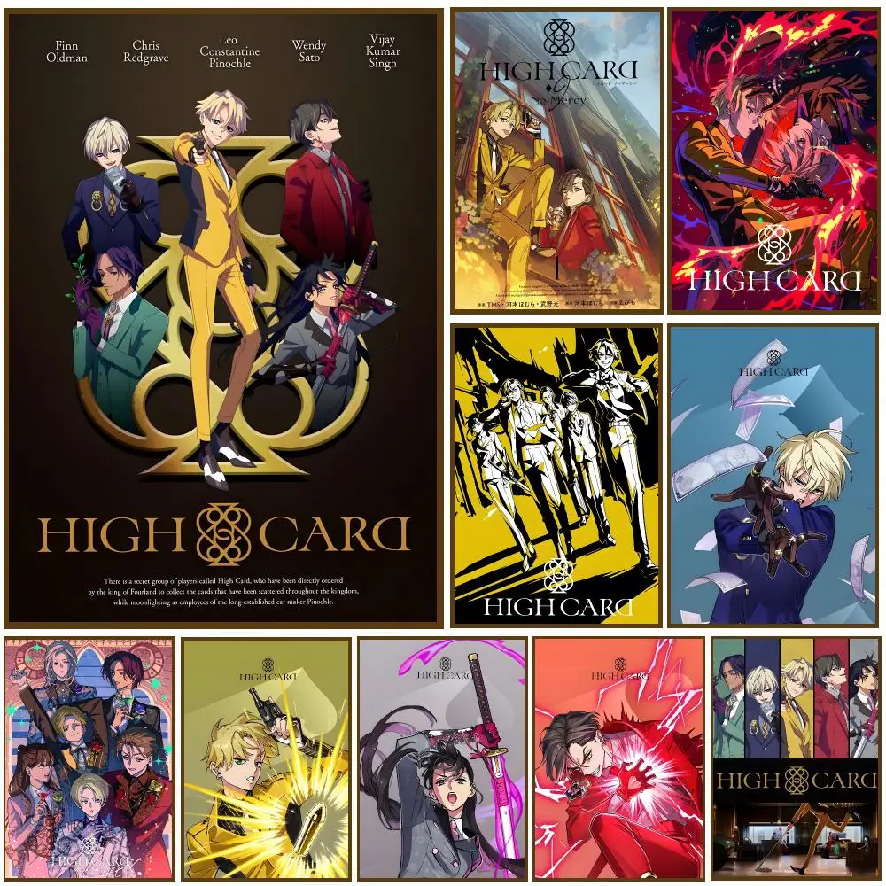 High Card Anime Fantasy Action Poster Self-adhesive Advanced Aesthetic Printing Paper Wall Art for Living Room Home Decor