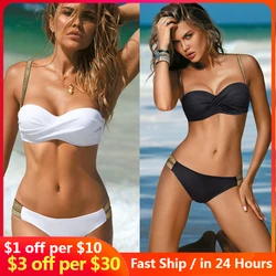 2021 Sexy Bikini Push Up Solid Swimsuit Female Bikinis Ruffle Bathing Suit Women Swimwear Biquini Maillot De Bain Femme