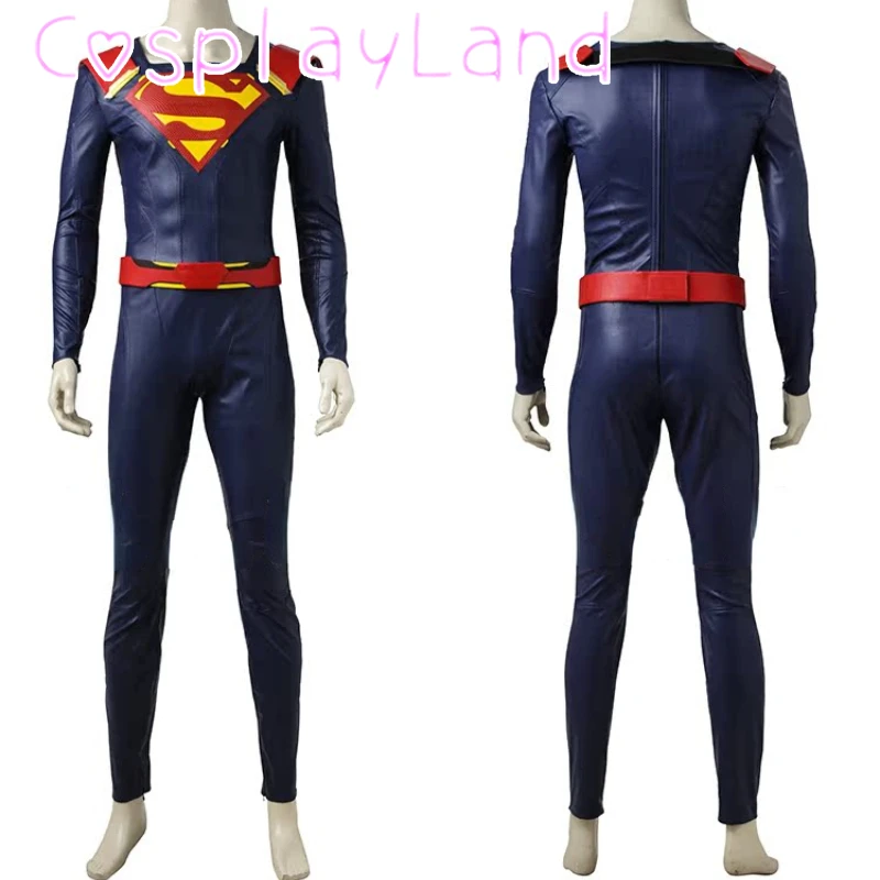 Movie Superhero Clark Kent Cosplay Costume Leather Men Suit with Cloak Halloween Carnival Costume Comic Con Cos Roleplay Outfit