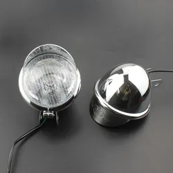 UNIVERSAL MOTORCYCLE FOG LIGHT LAMP CHROME CUSTOM MINI HEADLIGHT LIGHTS VISOR HEADLAMP CHOPPER BOBBER TOURING