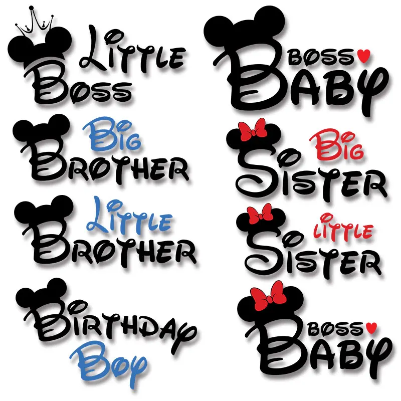 

Simple Fashion Mickey and Minnie Alphabet Bow Printed Ironing For Clothing on Jackets bags socks pillow DIY Appliques