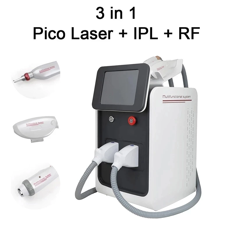 3 em 1 e-light ipl nd yag multifuncional máquina de remoção de tatuagem permanente laser-r equipamento de beleza de remoção de cabelo