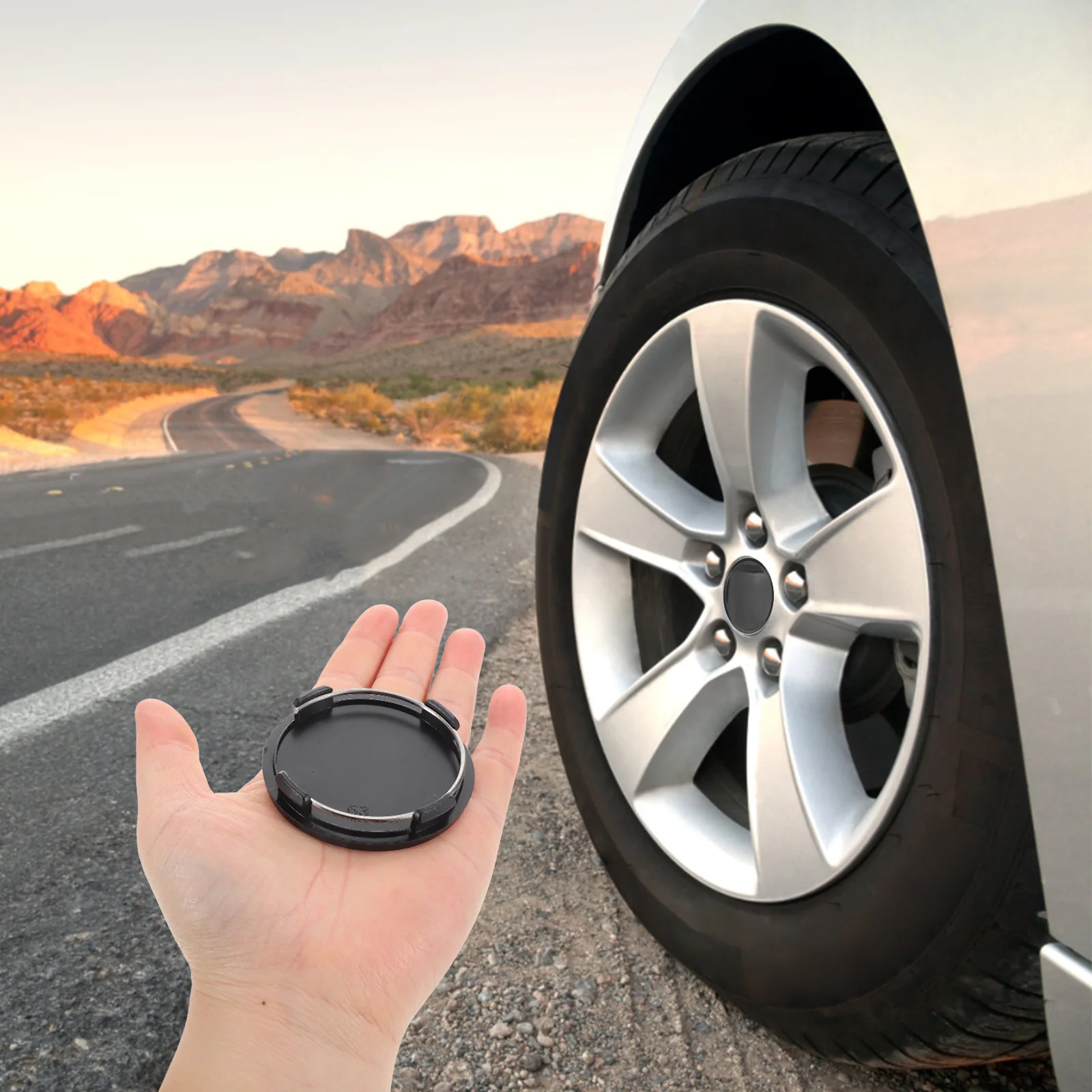 

2Pcs Wheel Center Hubcaps Easy Install Durable Car Wheel Rim Cover Replacement 63mm Black Blank Caps