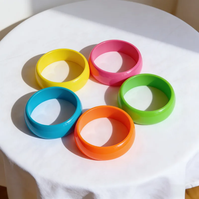 Fashion Plastic Bangle Solid Color Smooth Surface Non Fading Bracelet Hand Jewelry