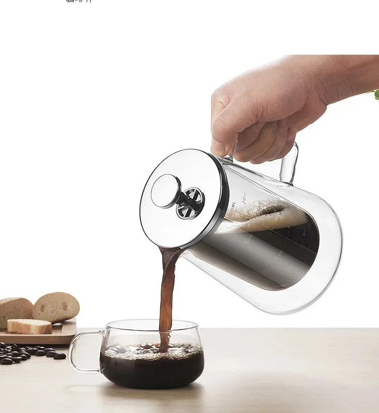 الزجاج الفرنسي الصحافة مقاومة للحرارة جدار مزدوج إبريق قهوة المنزلية تصفية تقاسم وعاء وعاء زجاجي السفر والتخييم إبريق قهوة