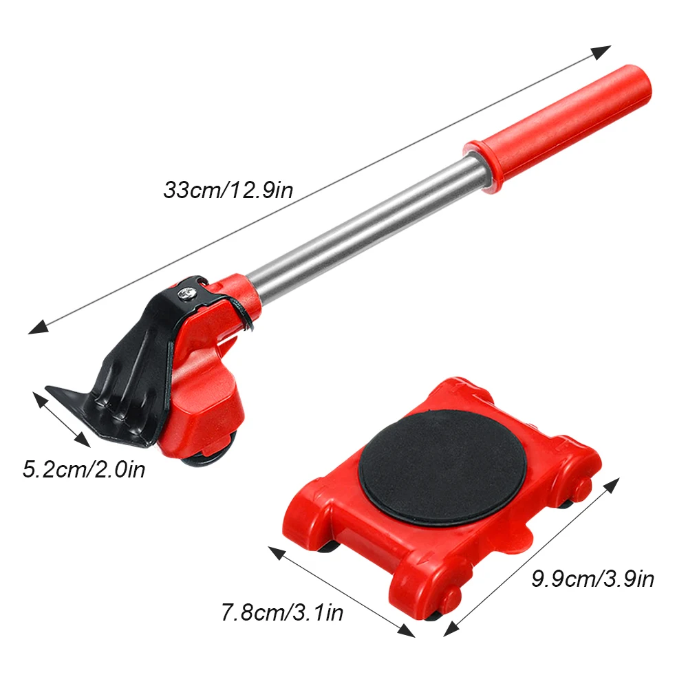 5Pcs/Set Heavy Duty Furniture Lifter Mover Roller with Wheel Bar Moving Device Lifting Helper Furniture Moving Transport Tool