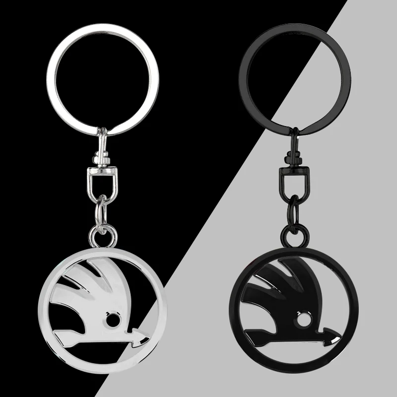 Car Keychain Badge Key Chain Rings Metal Car Accessories For Skoda Superb Rapid Kodiaq Karoq Fabia Kamiq Roomster Citigo SCALA