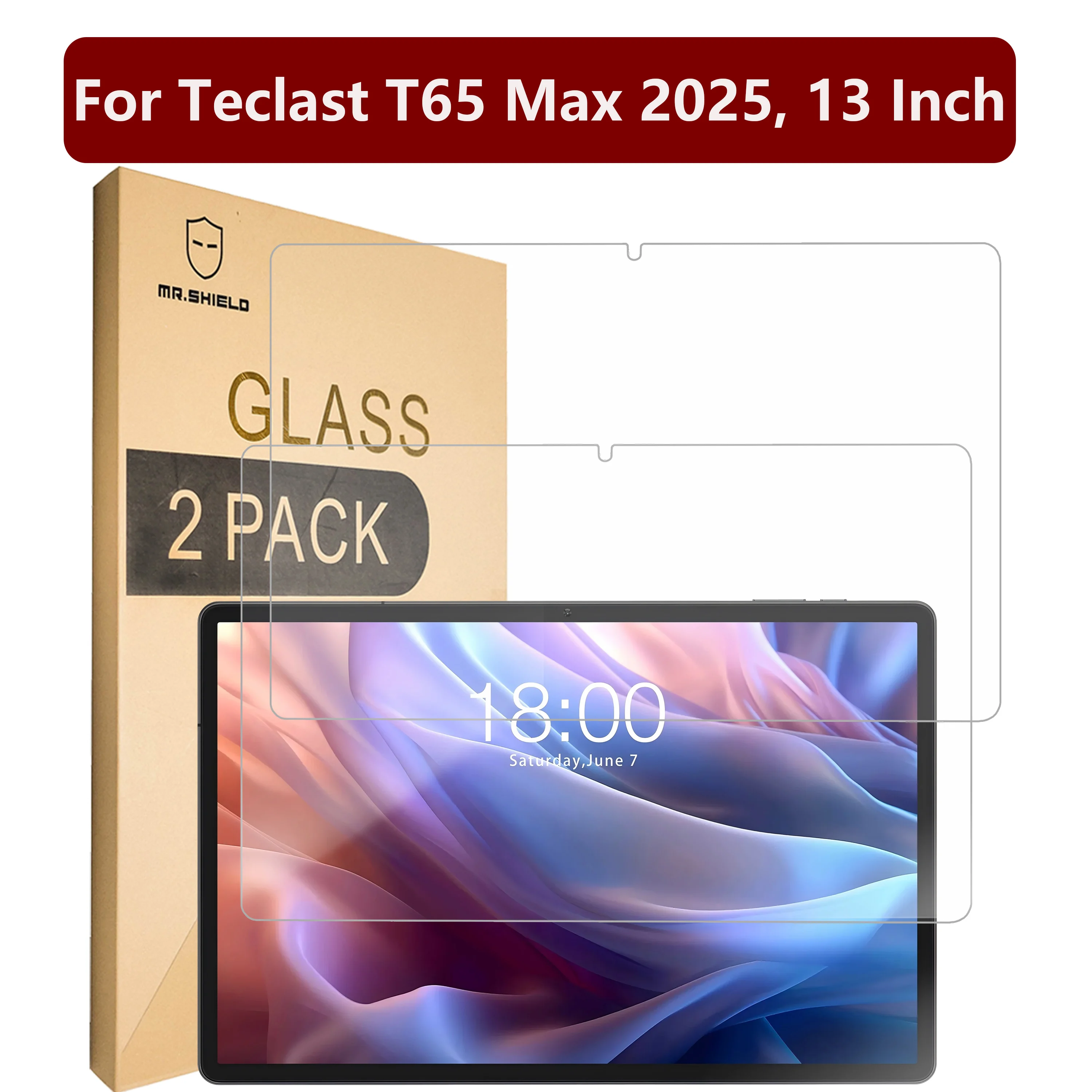 

Защитная пленка для экрана Mr.Shield, совместимая с Teclast T65 Max 2025,13 дюймов [закаленное стекло] [2-PACK] [Японское стекло с твердостью 9H]