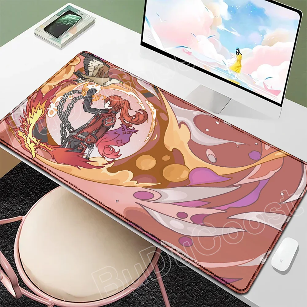 

New Genshin Impact Mondstadt Desk Mat Anime Mouse Pad Diluc Lisa Sucrose Venti Large MousePads Non-slip Rubber Keyboard Mousepad