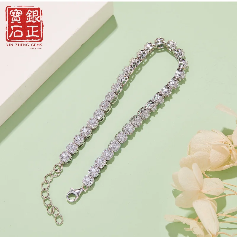 

YinZheng Classic Square Tennis Bracelet 925 Sterling Sliver Plated 18K Gold D VVS Moissanite Hip Hop ennis Chains Bracelet
