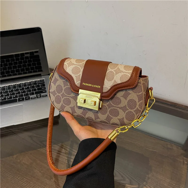 2025 جديد السرج حقيبة المرأة التباين طباعة Crossbody/حقيبة كتف متعددة الاتجاهات ارتداء تحت الإبط محفظة أنيق الإكسسوار اليومي