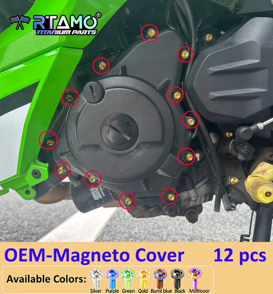 RTAMO Gr5 Titanium Bolts Motorcycle Modified Screw Clutch Cover Magneto Bolts Fit for Kawasaki Ninja 500SE