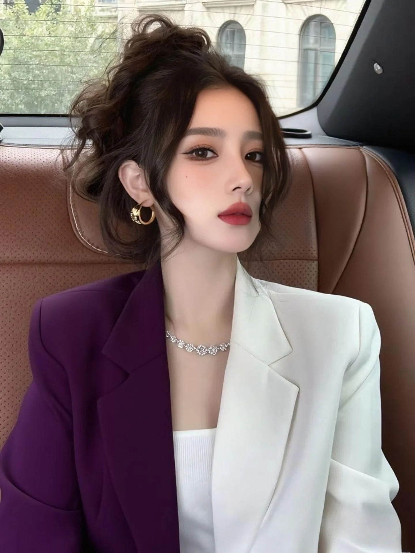 Fashionable Korean Style Color Block Suit Jacket Autumn Winter Ladies Casual Chic Luxury Versatile Long Sleeve Button up Coat