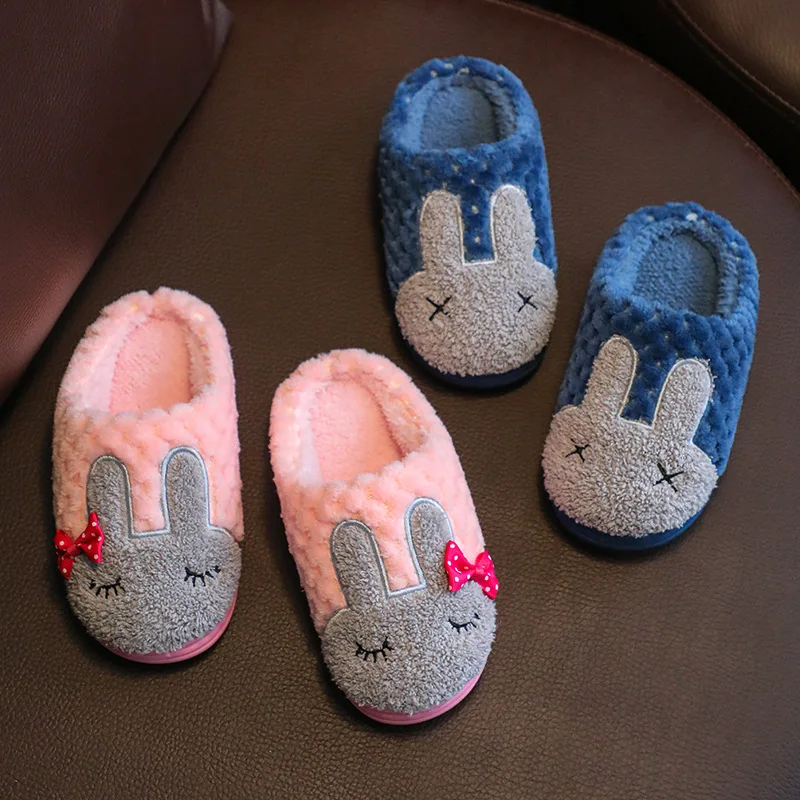 Children Home Shoes Cashmere Cotton Slippers Baby Boy Warm Shoes Girl Slippers Indoor Cartoon Kids Adult Cotton-padded Shoes