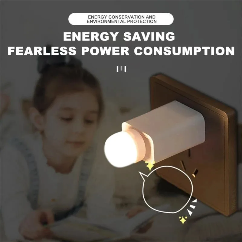 10Pcs Mini USB Night Light Warm White Eye Protection Book Reading Light USB Plug Computer Mobile Power Charging LED Night Lamp