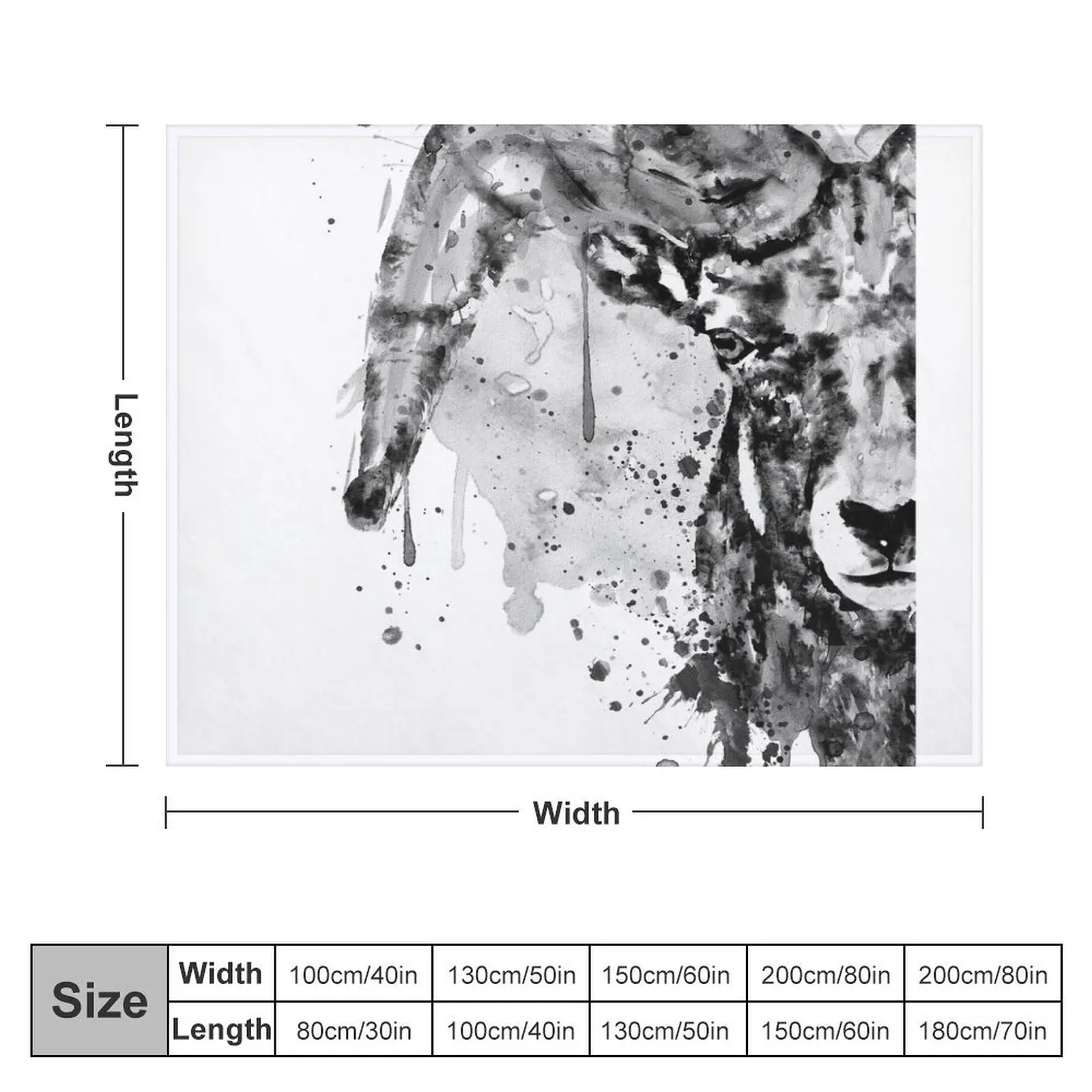 Black and White Half Faced Bighorn Sheep Throw Blanket Summer Furrys Multi-Purpose Blankets