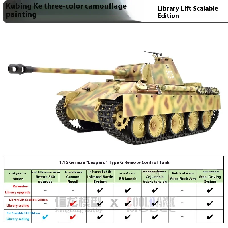 Henglong invidado militar alemán leopardo G Control remoto eléctrico tanque pistola telescópica modelo militar niño juguete regalo de cumpleaños