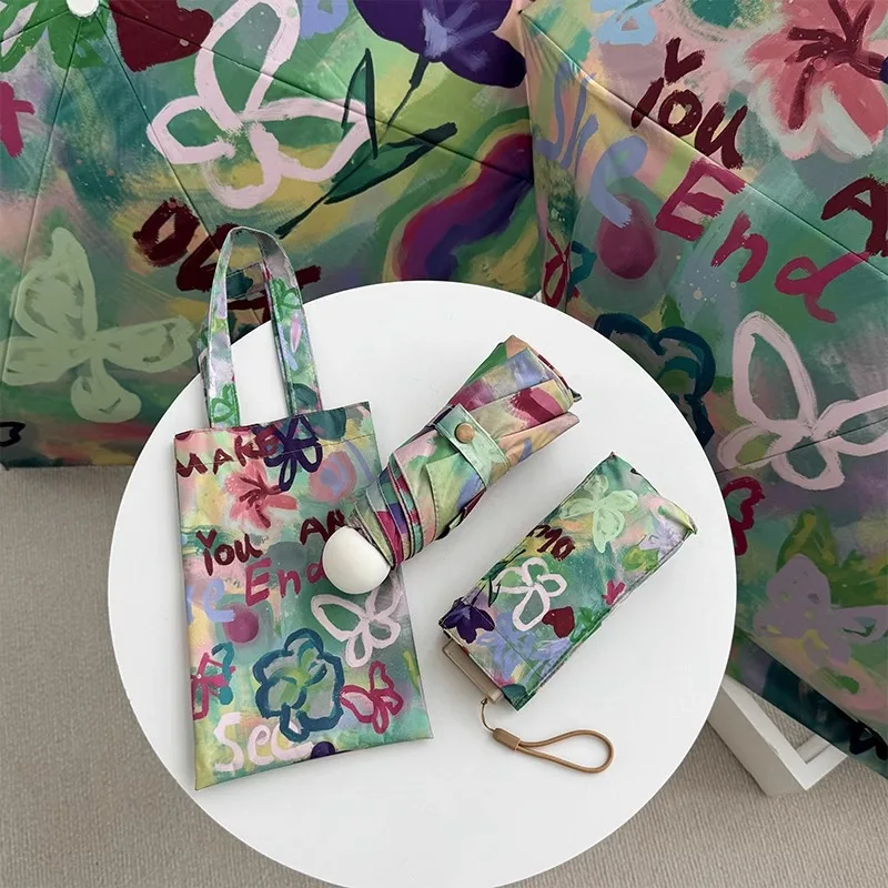 المظلة الشمسية صغيرة، محمولة، مقاومة للشمس وقابلة للطي، مناسبة لكل من الأيام الممطرة والممطرة