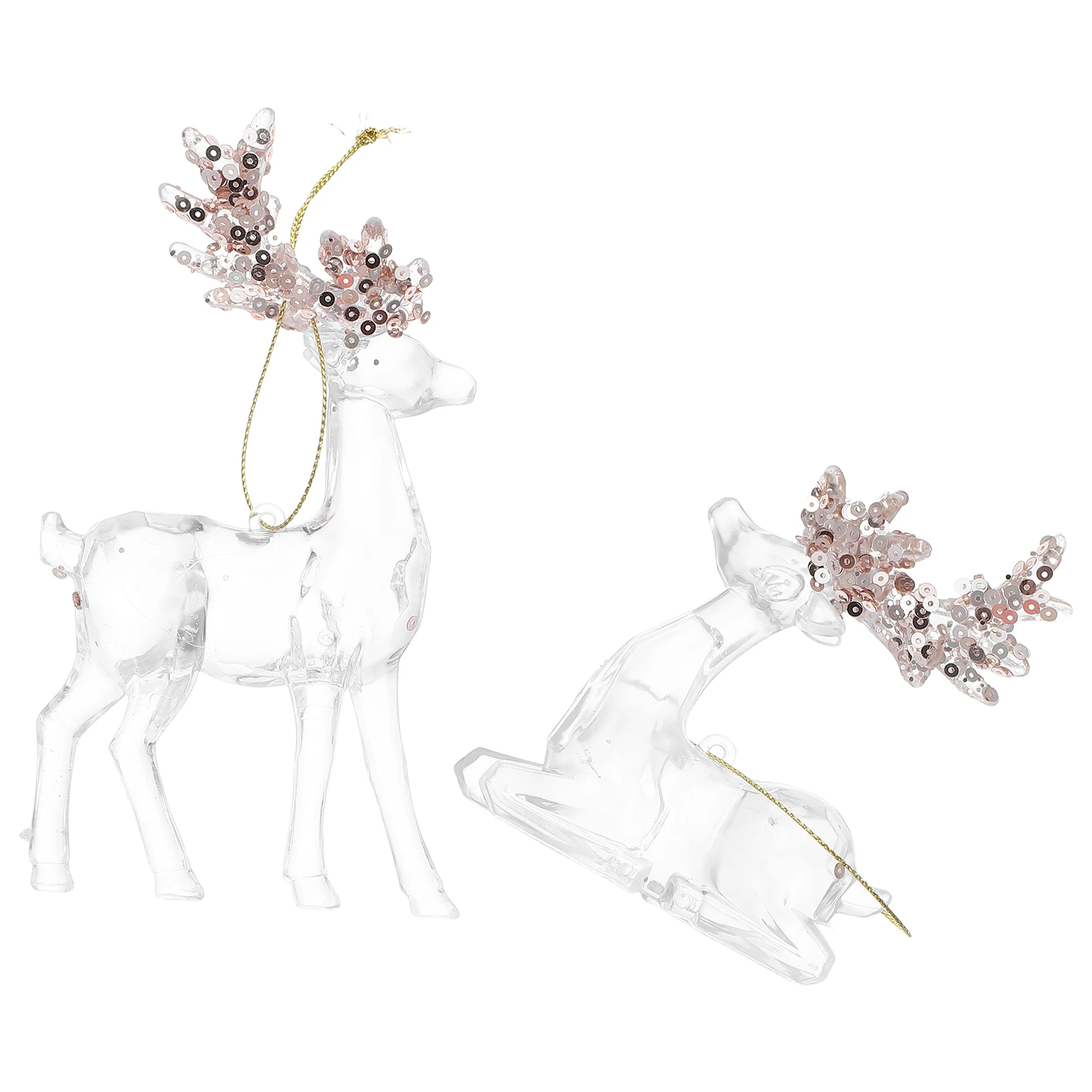 

2Pcs Clear Acrylic Christmas Reindeer Pendant Hanging Ornaments for Xmas Tree Indoor Decoration Christmas Acrylic Elk