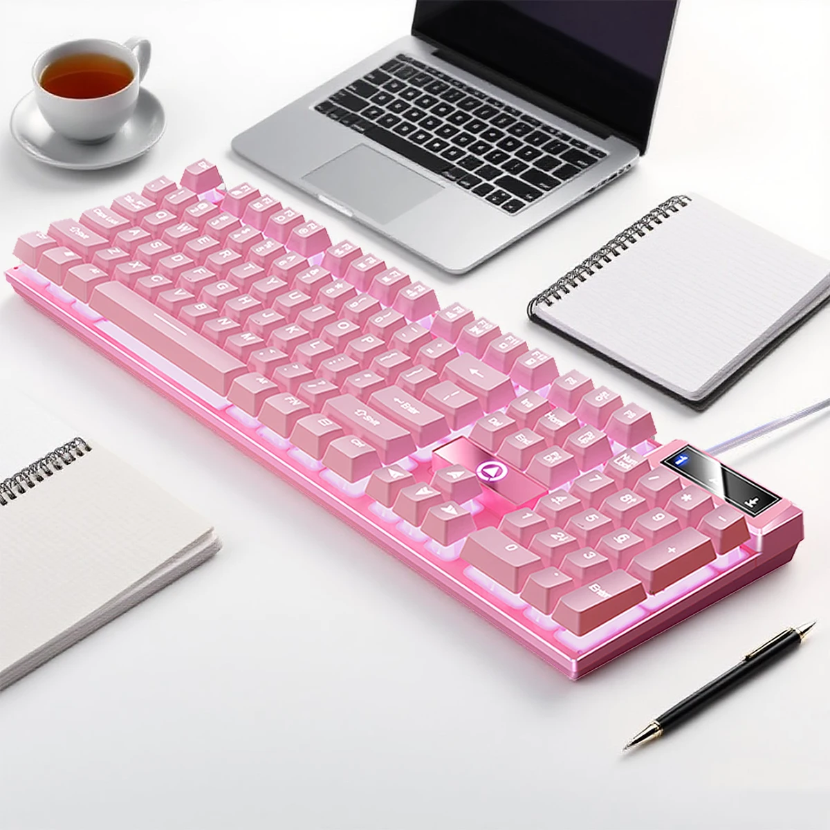 YINDIAO K500 Wired  Keyboard Gaming  Laptop Desktops PC Computer Office Accessories Low Profile Gamer Keyboards With Numpad