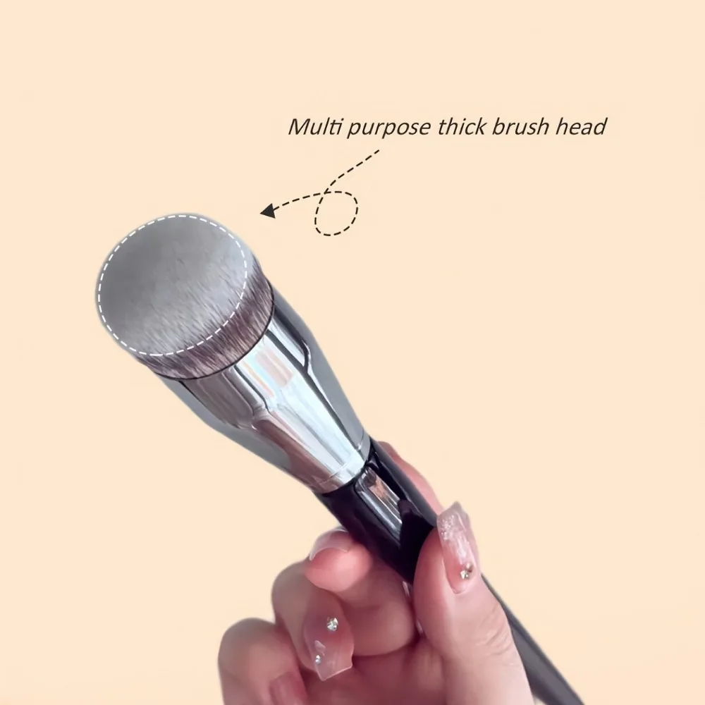 1 قطعة فرشاة وجه متعددة الزوايا تصميم رأس مستدير لخلط شعيرات صناعية لا تشوبه شائبة فنان مكياج احترافي أساسي #3