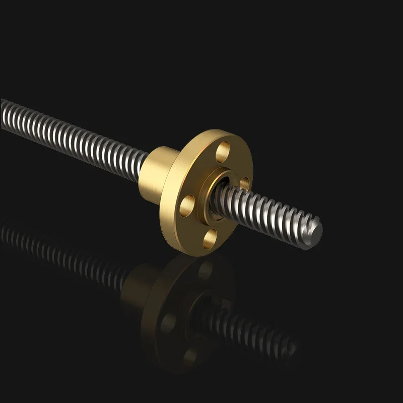 Peça de impressora 3D T8 Parafuso de chumbo com porca OD 8mm Chumbo 2mm Passo 2mm 100mm 200mm 300mm 400mm 500mm Parafuso de chumbo com porca de latão Reprap