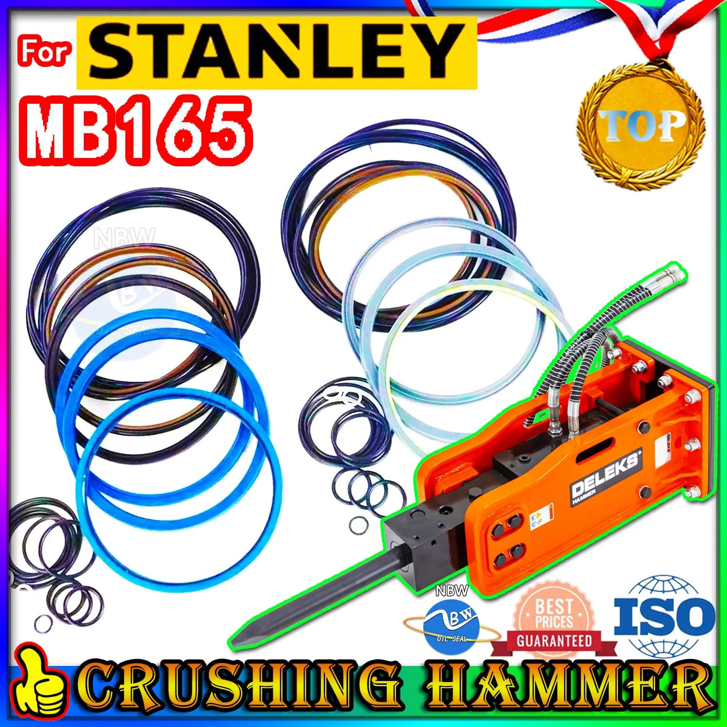 For Stanley MB165 Crushing Hammer Oil Seal Repair Kit Excavator Hydraulic Cylinder Broken Breaker Skf Tool Set Heavy Maintenance