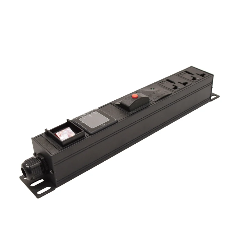 Rack Mount PDU Power Strip 3500W Overload Surge Protection 2AC 16A Socket Voltmeter Ammeter Power Meter 2Meter Cord