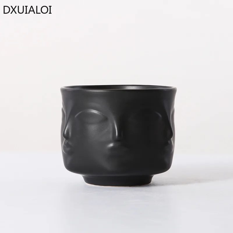 Nordic style Ceramic vase face design Ceramic vase home decor accessories tools Black White Gold plant pot flower pot plant pot