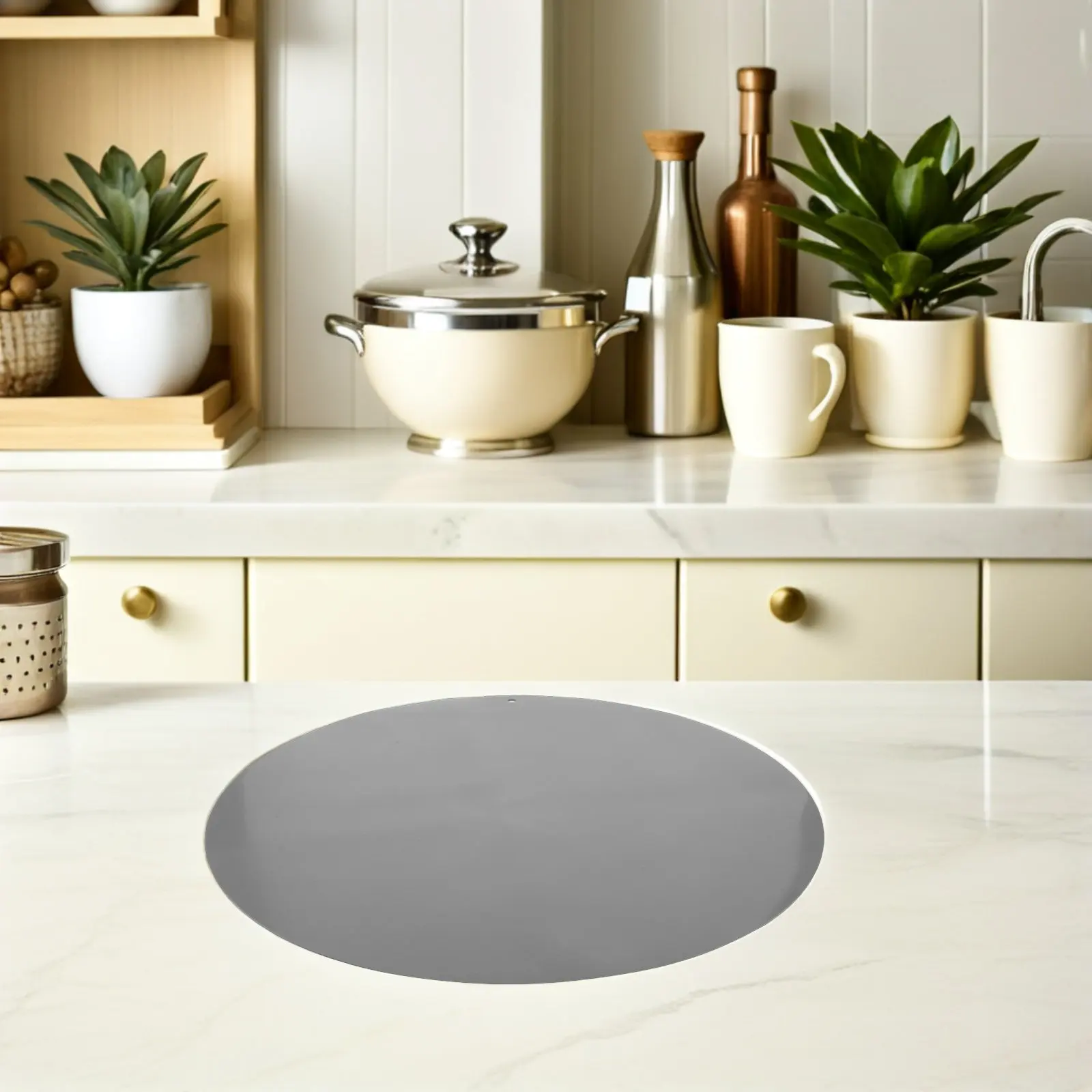 Dark Grey Silicone Cutting Board Mat Non-Slip Kitchen 18 Anti-Vibration Grip Pads Round Shock-Absorbing Chopping Board